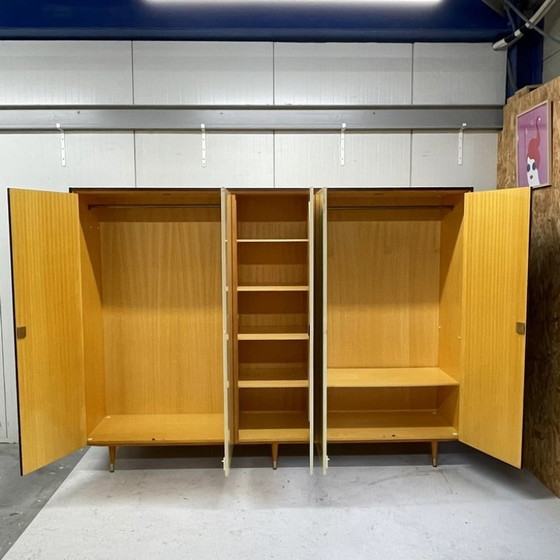 Vintage Midcentury 5-door wardrobe hanging shelving disassemblable, Other, Beige (photo 10 of 15)