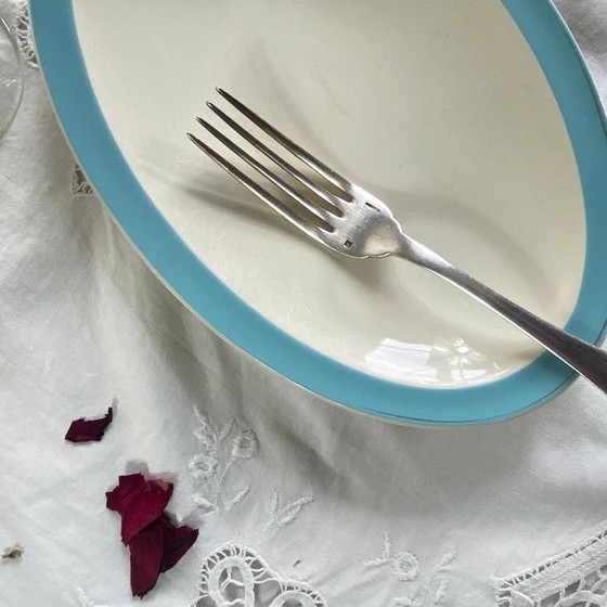 Image 1 of Ravier petit plat de service faïence ancienne Boch et Frères Kéralux bleu 