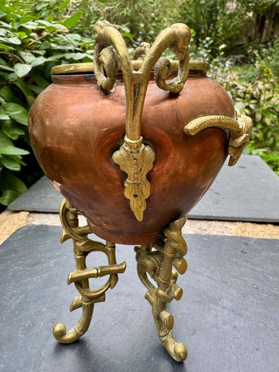 Kupfer-Bronze-Pflanzgefäß aus dem 19. Jahrhundert – Dekorative Objekte, Messing (photo 8 of 10)