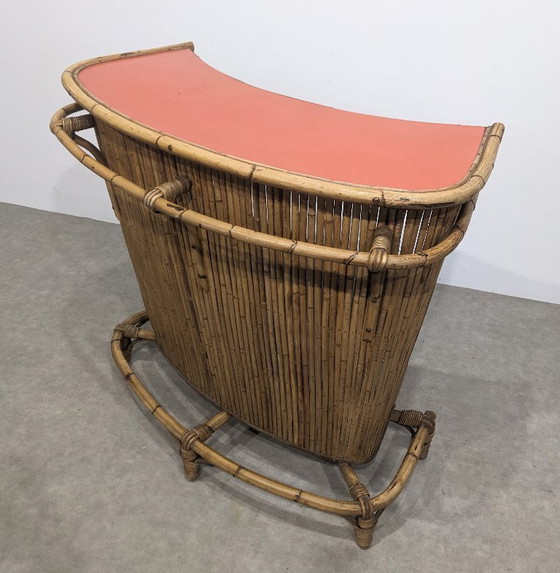 Image 1 of Vintage bamboo bar and two stools