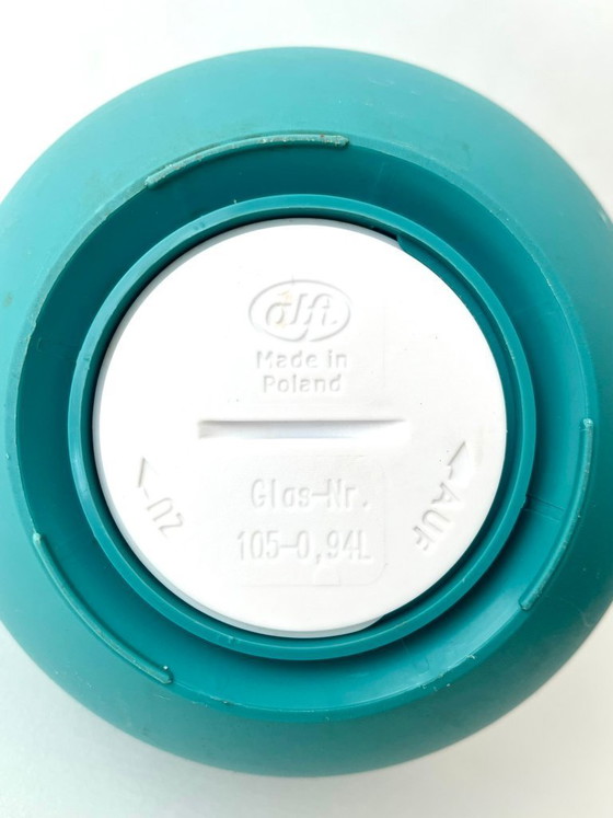 Image 1 of Alfi turquoise jug, Denmark postmodern insulated jug, thermos flask, 80s design
