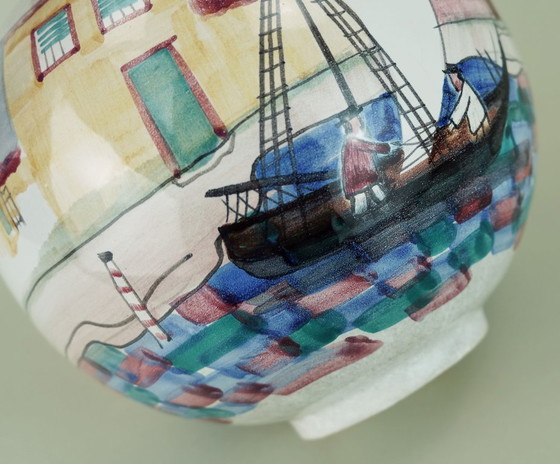 Image 1 of Precioso jarrón de mediados de siglo de Jawe, decorado con pintura a mano "Capri", de la década de 1950.
