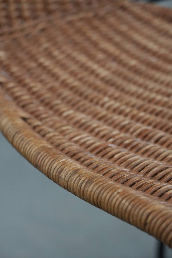 Image 1 of 2x Vintage design eetkamerstoelen van Frederick Weinberg met een gietijzeren frame