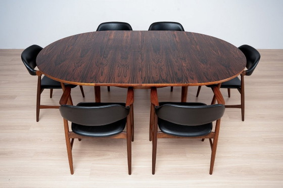 Eetkamerset uit het midden van de jaren 60, 6 Carlton fauteuils van Låte Møbelfabrikk en uitschuifbare tafel (photo 9 of 24)
