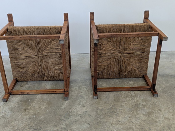 Image 1 of  4 Fauteuil - Hout, Stro, AWARD WINNING INDUSTRIE MALACCA WORKS