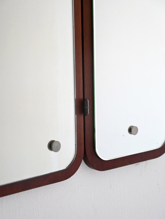 Image 1 of Miroir scandinave vintage avec panneaux latéraux rabattables