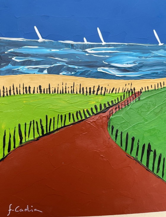 Image 1 of Acrylique au couteau sur papier naturel.  Format 30x21 cm