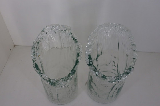 Bellissimo set di vasi vintage in corteccia d'albero | Vetro ghiaccio di metà secolo (30 cm) – Glass (photo 5 of 6)