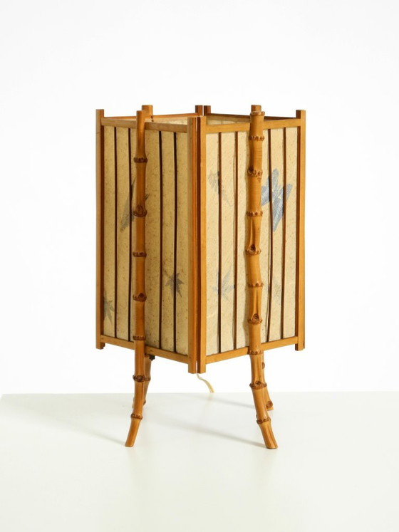 Beautiful French Mid-Century Modern Table Lamp Made Of Bamboo And Parchment Paper (photo 9 of 20)