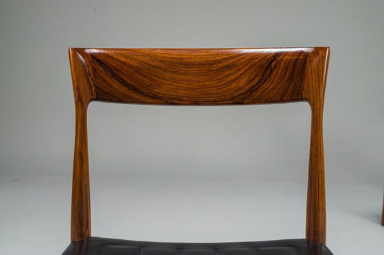 Image 1 of Mid Century Palisander Esszimmerstuhl mit Leine, 1950er Jahre, 4er Set