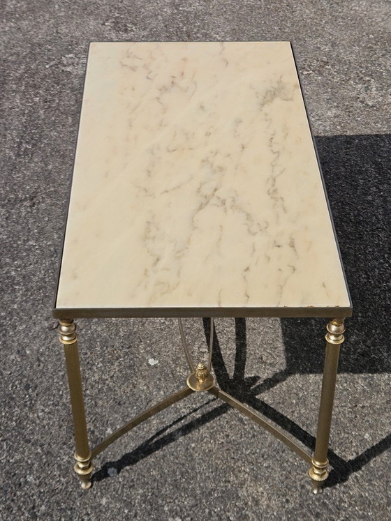 Image 1 of French Vintage Marble Coffee Table-Maison Jansen Cocktail Table-Lounge Table Hollywood Regency Style-70s