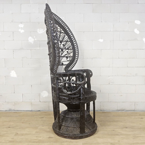 Image 1 of Chaise Paon Vintage en Rotin Emmanuelle / Chaise Paon (H147)