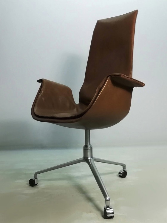 Image 1 of Sedia da ufficio in pelle Kill FK67 Icone 1967 Fabricius Kastholm Tulip a 3 gambe Knoll