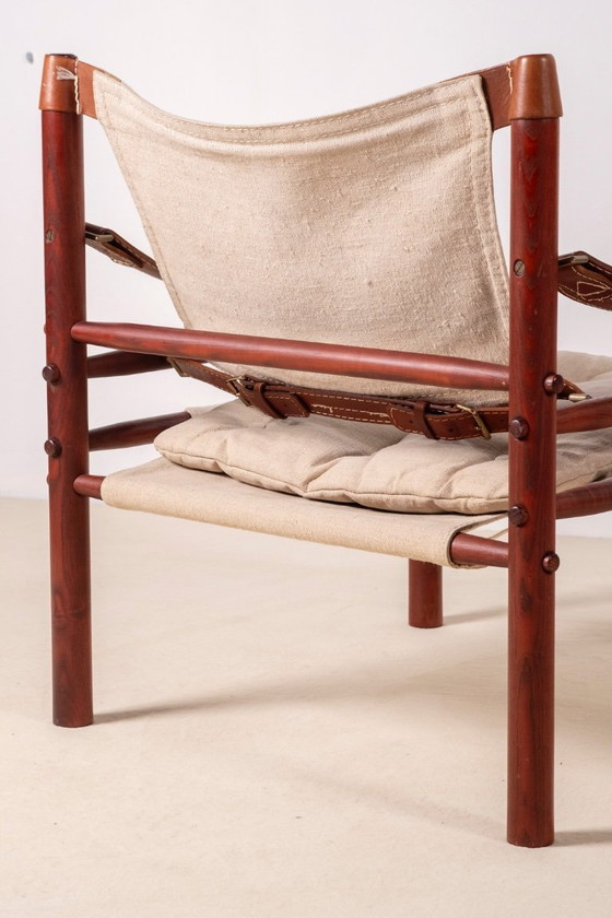 Image 1 of Fauteuil Sirocco d'Arne Norell en frêne et toile, Suède des années 1960
