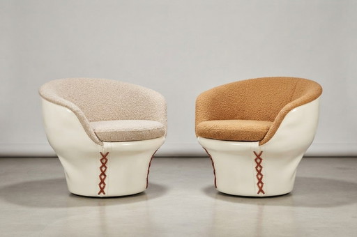 Fauteuils hongrois Mid-Century Modern Mushroom avec revêtement Bouclé, années 60, lot de 2