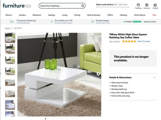 Image 1 of Swivel white/black high gloss coffee table