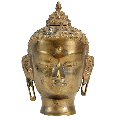 Cabeza de Buda de Bronce al Estilo Nepalí-Himalayo Inspirado