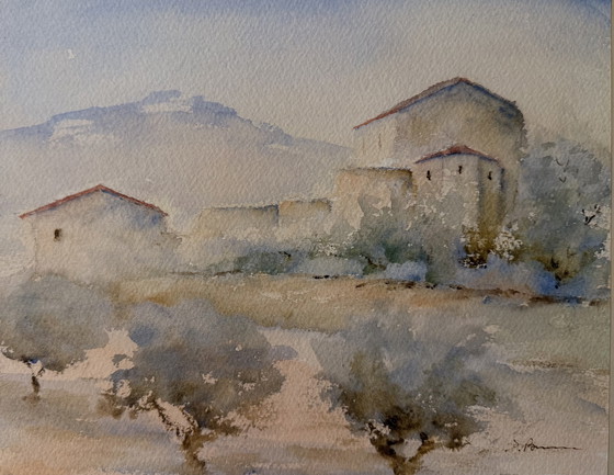 Image 1 of Aquarel Provence Mont Ventoux (?). Kunstenaar à la fin. 1950