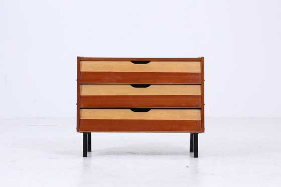 Image 1 of Vintage shoe cabinet from the 1960s | Mid-century cabinet, retro shoe cabinet, hallway, wooden storage #04-23