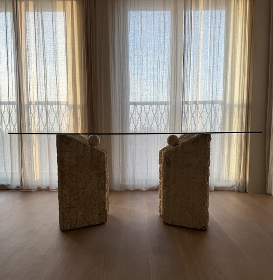 Image 1 of Tavolo da pranzo vintage in pietra Mactan di Magnussen Ponte