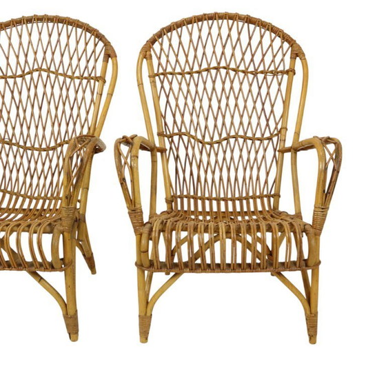 Image 1 of Set vintage di sedie in rattan Poltrone Boho
