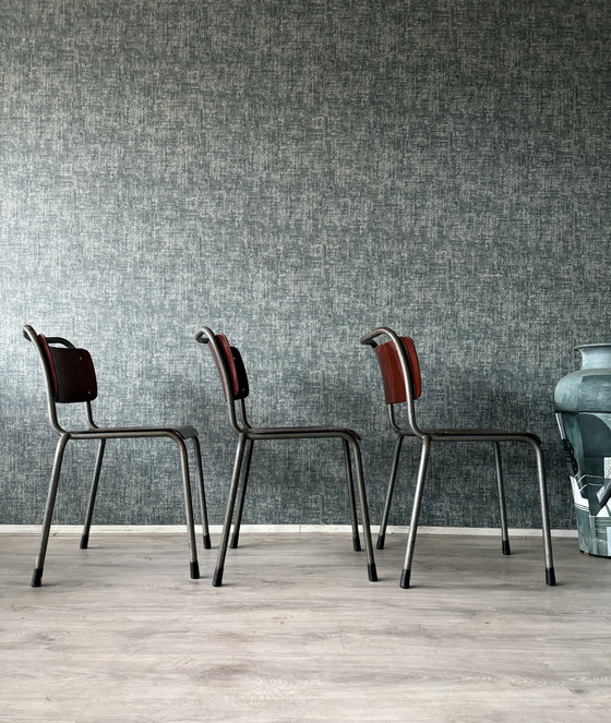 Image 1 of Set di 3 sedie vintage Gispen 106 "TU Delft".