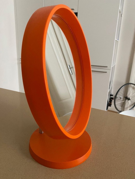 Image 1 of Termotex space age orange mirror, a modern mirror made by Termotex in Denmark from the 70s