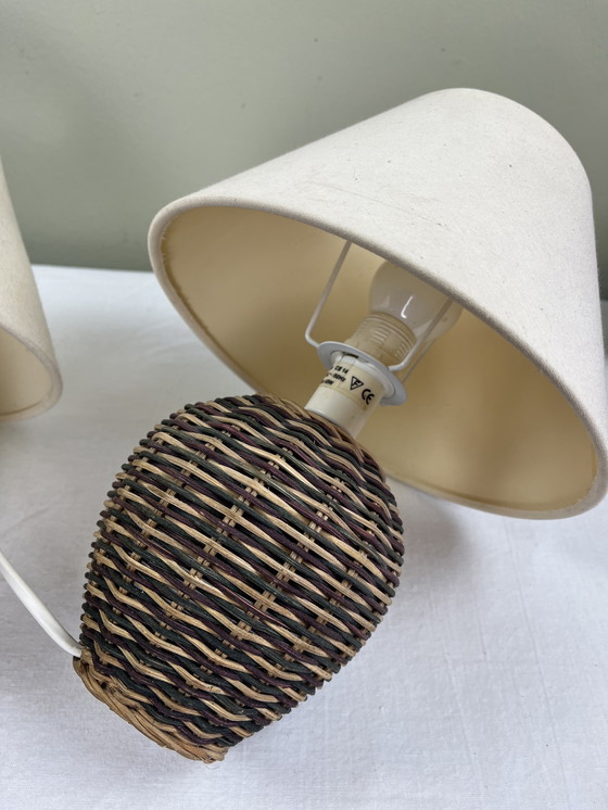 Image 1 of Lampada da comodino vintage in vimini