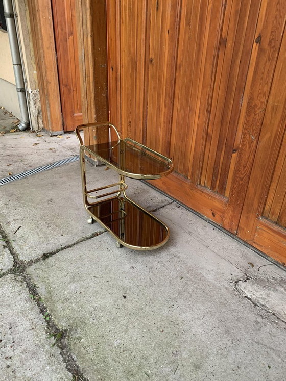 Regency Brass 2-Tier Bar Cart, 1960s – Glass, Vintage (photo 2 of 8)