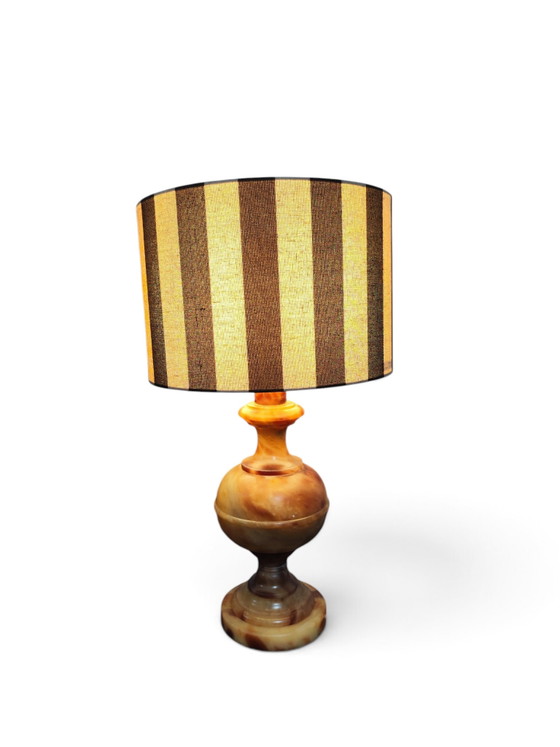 Earthy Alabaster Italian Lamp 1950s – Table lamps, Stone, Textile (photo 5 of 5)