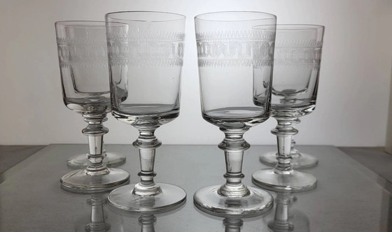 6 water/wine glasses, 19th century – Glass & Decanter, Crystal (photo 3 of 8)