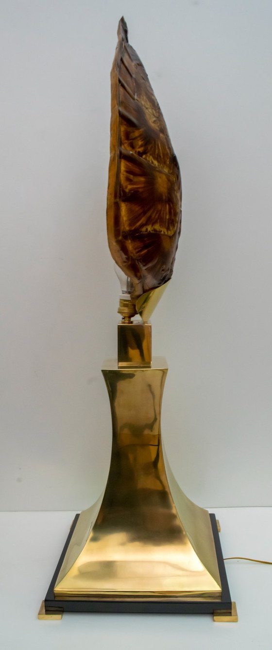 Image 1 of Lampada da tavolo in ottone e guscio di tartaruga, attribuita a Willy Daro