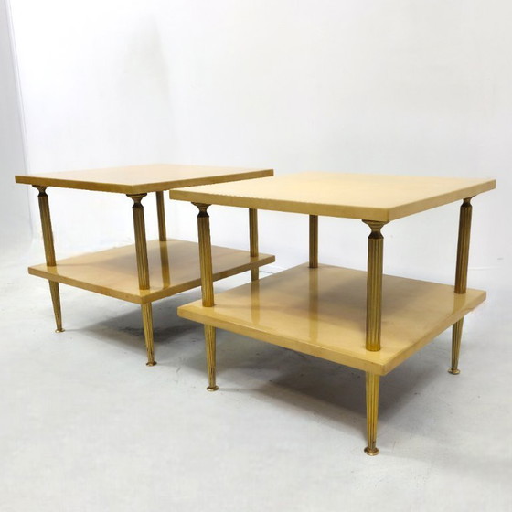 Image 1 of Conjunto de 2 mesas auxiliares Aldo Tura, diseño italiano de mediados de siglo, años 60.