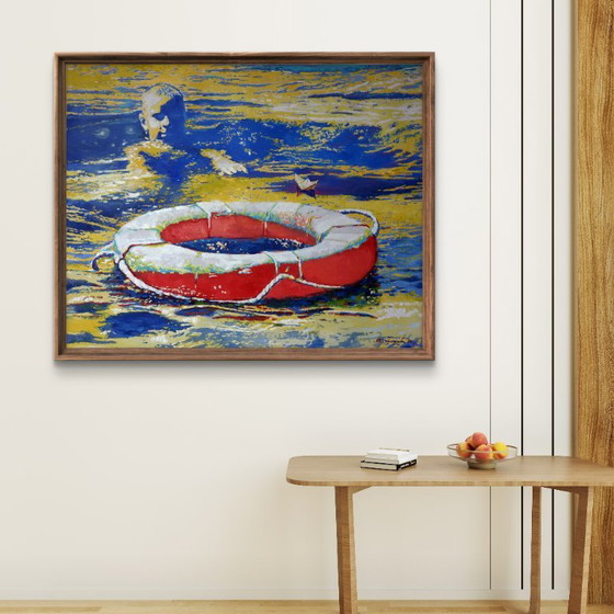 Reddingsboei in de zee – Schilderijen & Tekeningen, Canvas (photo 3 of 7)