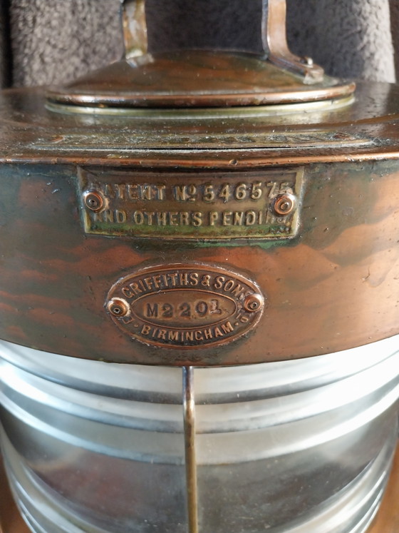 Masthead ship's lantern '20s/'30s, Griffiths & Sons, Table lamps, Glass, Brass, Brown (photo 3 of 7)