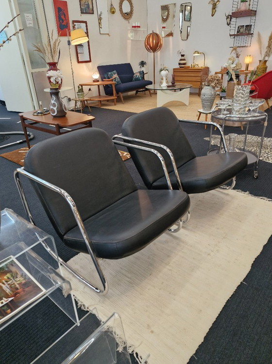 Set van twee vintage buisframe schommelstoelen in Bauhaus-stijl – Fauteuils, Skai (photo 6 of 9)