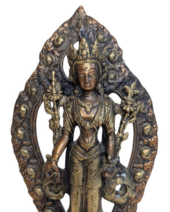 Image 1 of Tara debout en bronze doré à la feuille antique – Tibet ou Népal, XVIIIe-XIXe siècle