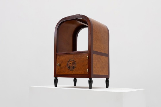 Image 1 of Tavolino Art Déco ad arco con contenitore e piano in marmo nero, Francia, 1920 ca. 1920