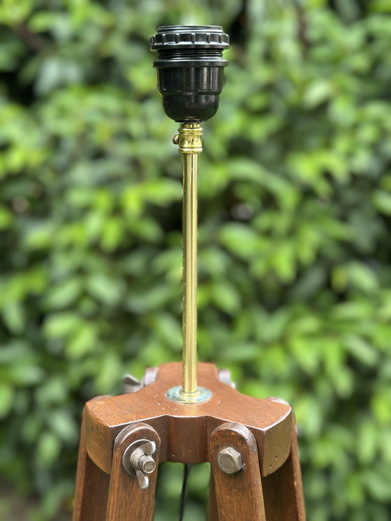 Image 1 of Flamant tripod floor lamp - warm elegance in wood and copper