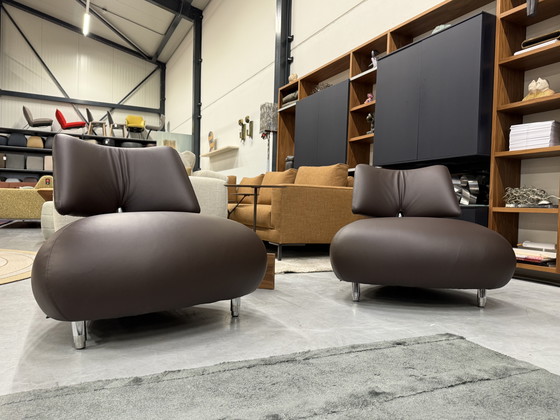 Image 1 of 2 Leolux Pallone Armchairs Wapiti Brown leather