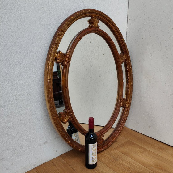 Image 1 of Vintage Golden Baroque Brocante Rococo facet mirror vanity mirror