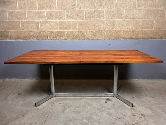 Vintage Dining Table Chrome Teak Minimalist – Wood (photo 4 of 10)