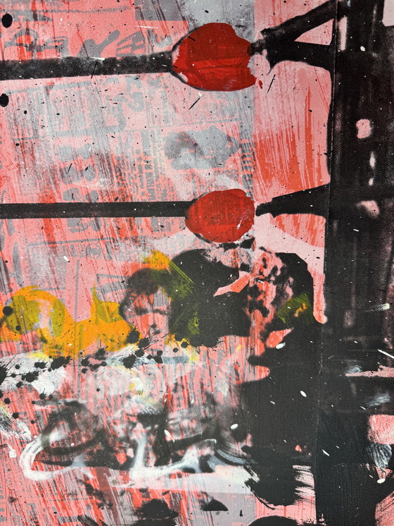 Image 1 of Ronald Chapeau - "Il più grande 1" - Muhammad Ali - Tecnica mista su tela incorniciata