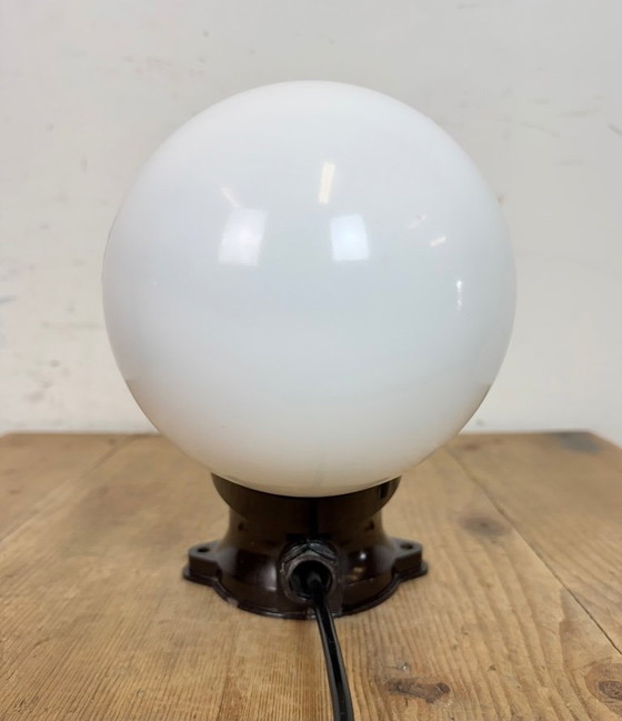 Image 1 of Vintage Brown Bakelite Wall Light with Milk Glass, 1970s