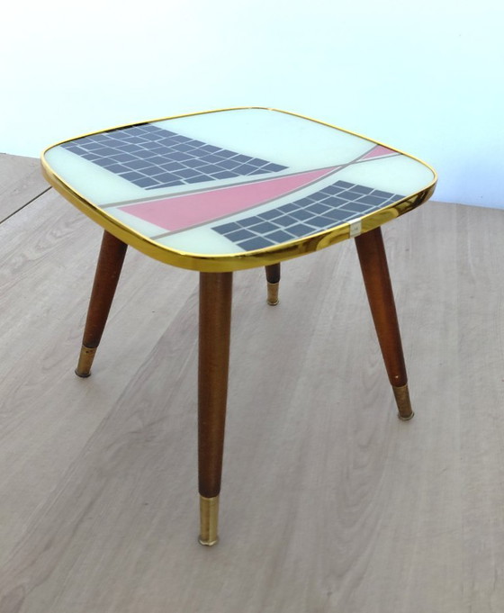 Image 1 of Table d'appoint des années 50 avec plateau en verre