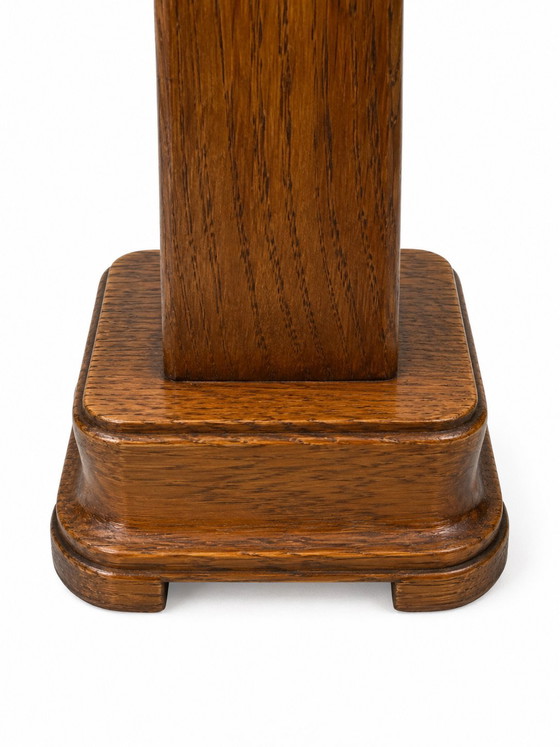 Image 1 of Art Deco Amsterdamse School eikenhouten kandelaars uit 1925 - Zeldzame jubileumset