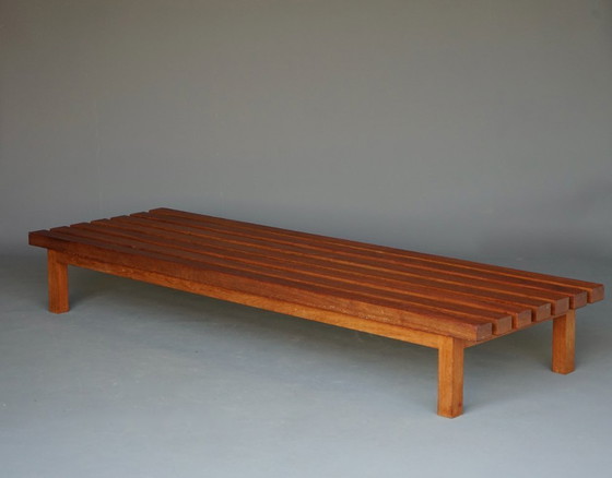 Image 1 of Grote teakhouten lage bank of salontafel uit het midden van de vorige eeuw, jaren 60.