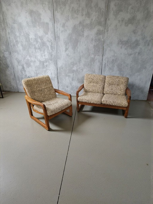 Mid Century Teak 2 Seater Sofa + Armchair Holstebro Møbelfabrik Made in Denmark 1970s