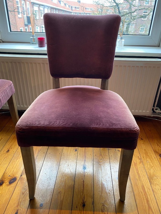Set mit 3 Timothy Oulton Mimi Esszimmerstühlen – 2 aus Samt, 1 aus Leinen