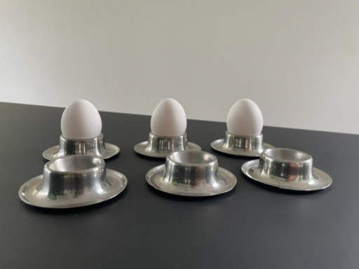 Ensemble de 6 coquetiers vintage en acier inoxydable | Design minimaliste